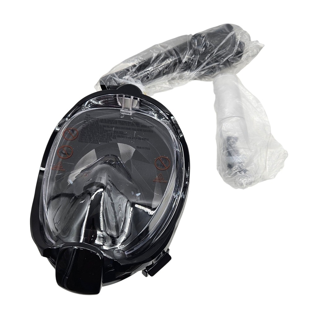 Black Full Face Snorkel Mask‎ 180 Panoramic View Dry Top Anti Fog with Mesh Bag